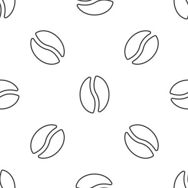 Gri çizgi kahve çekirdeği ikonu beyaz arka planda kusursuz desen izole etti. Vektör.