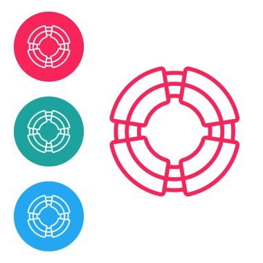 Kırmızı çizgi İş Dünyası ikonu beyaz arka planda izole edildi. Kurtarma, kriz, destek, ekip, ortaklık, iflas, iş konsepti. Simgeleri daire düğmelerine ayır. Vektör.