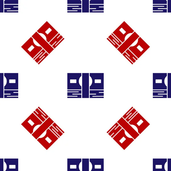 Bleu Rouge Empile Argent Papier Icône Trésorerie Isolé Motif Sans — Image vectorielle