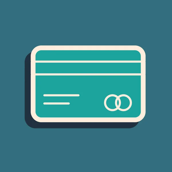 Green Credit Card Pictogram Geïsoleerd Groene Achtergrond Online Betaling Contante — Stockvector