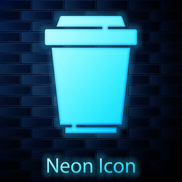 Glow Néon Tasse Café Pour Aller Icône Isolée Sur Fond — Image vectorielle