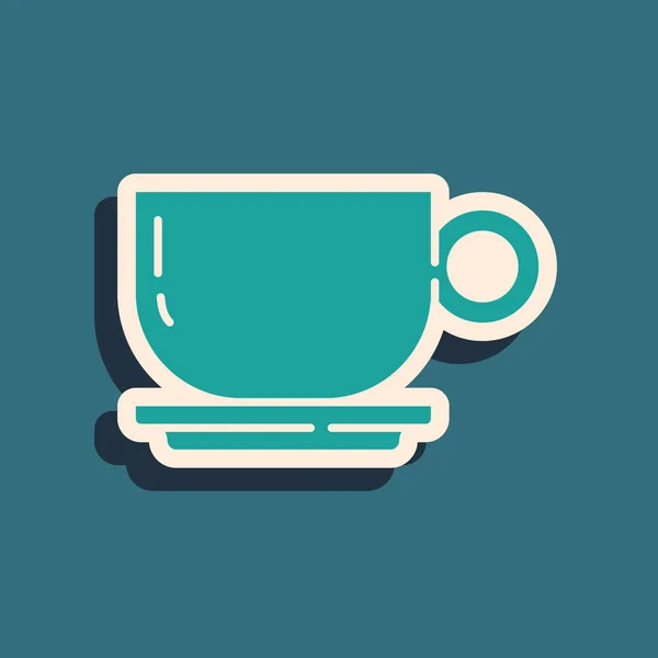 Yeşil Kahve Fincanı Simgesi Yeşil Arka Planda Izole Edilmiş Çay — Stok Vektör