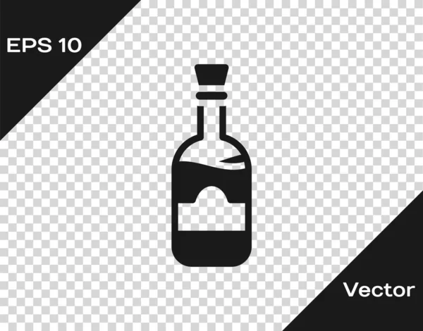 Bouteilles Noires Vin Icône Isolée Sur Fond Transparent Vecteur — Image vectorielle