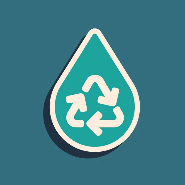 Zielony Recykling Czystej Ikony Wodnej Izolowane Zielonym Tle Kropla Wody — Wektor stockowy