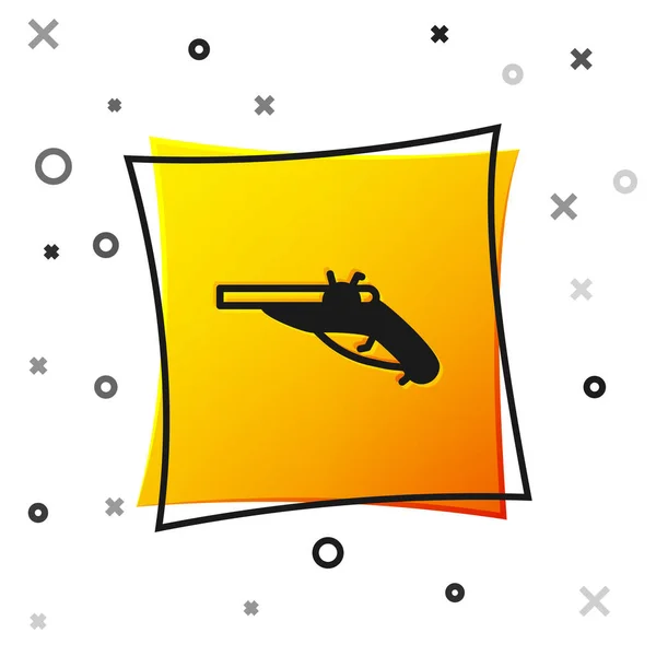 Black Vintage Pistols Icon Isolated White Background Ancient Weapon Yellow — Stock Vector