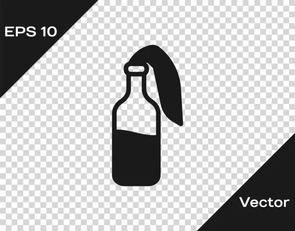 Icono Molotov Cóctel Negro Aislado Sobre Fondo Transparente Vector — Vector de stock