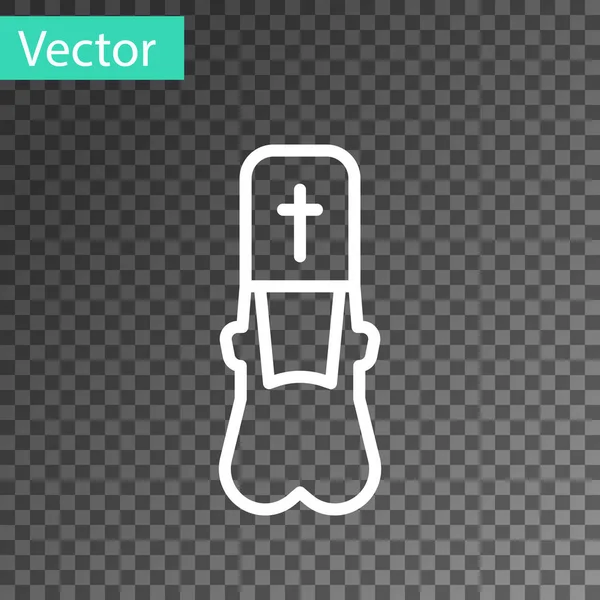 Біла Лінія Значок Священика Ізольовано Прозорому Фоні Векторна Ілюстрація — стоковий вектор