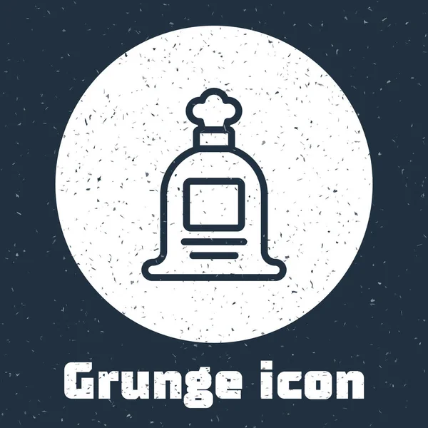 Grunge Linie Volles Sack Symbol Auf Grauem Hintergrund Monochrome Vintage — Stockvektor