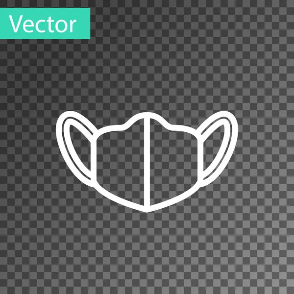 Белая Линия Медицинская Защитная Маска Значок Изолирован Прозрачном Фоне Вектор — стоковый вектор