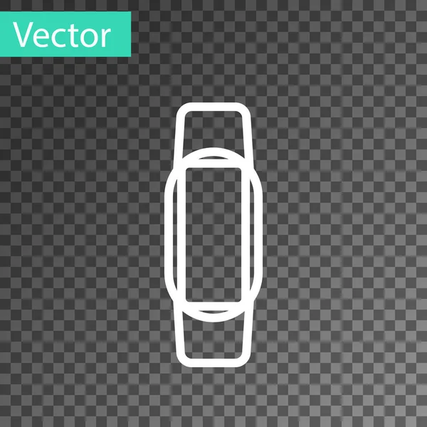 Bílá Čára Smartwatch Ikona Izolované Průhledném Pozadí Vektor — Stockový vektor