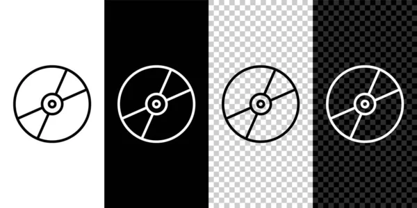 Nastavit Černobílém Pozadí Ikonu Čárového Disku Nebo Dvd Značka Kompaktního — Stockový vektor