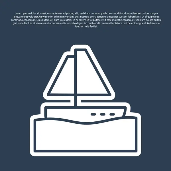 Modrá Čára Yacht Plachetnice Nebo Plachetnice Ikona Izolované Modrém Pozadí — Stockový vektor