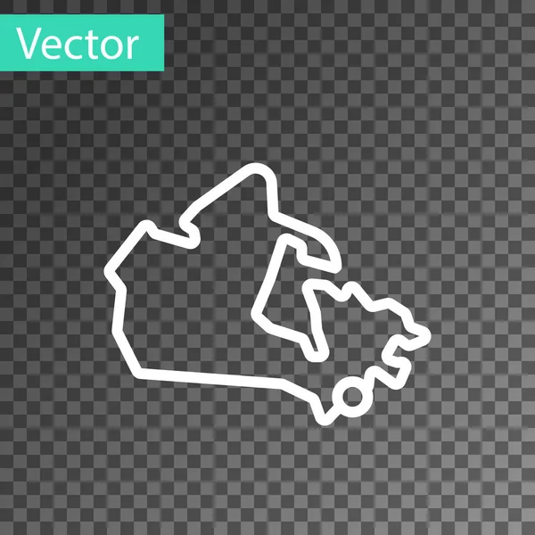 Linea Bianca Icona Della Mappa Del Canada Isolata Sfondo Trasparente — Vettoriale Stock
