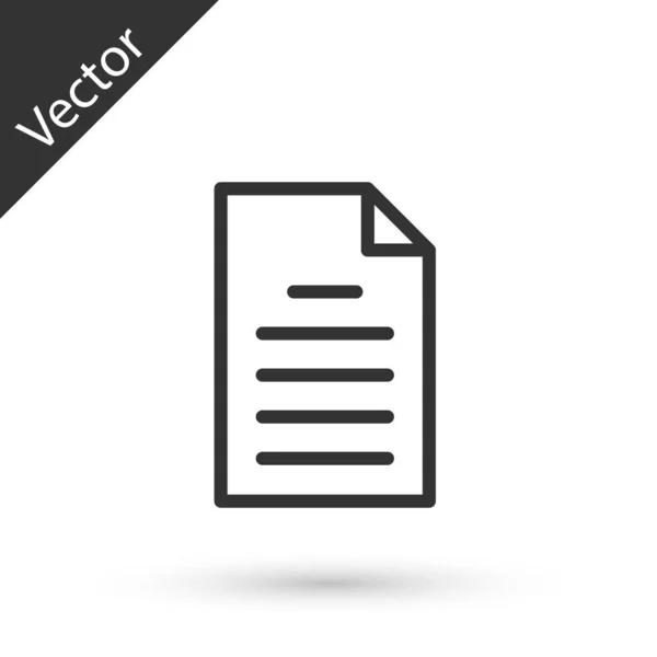 Šedá Čára Ikona Dokumentu Souboru Izolovaná Bílém Pozadí Ikona Seznamu — Stockový vektor