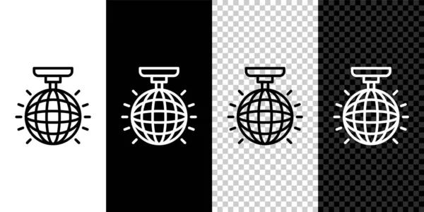 Set Line Disco Ball Icon Isolated Black White Background Vector — Stock Vector