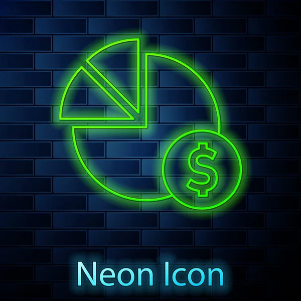 Leuchtende Neon Linie Tortendiagramm Infografik Und Dollar Symbol Isoliert Auf — Stockvektor