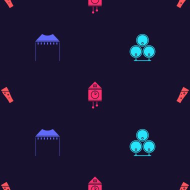 Tahta fıçılar, kamp çadırı, Retro duvar nöbeti ve bir bardak birayı pürüzsüz bir kalıba sokun. Vektör.