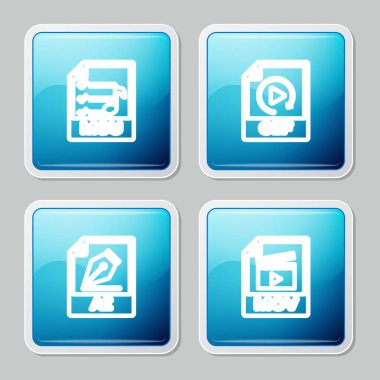 M3U dosya belgesi, GIF, AI ve MOV simgesini ayarla. Vektör.