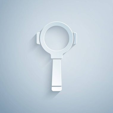 Kağıt kesiği Kahve filtresi tutacağı simgesi gri arkaplanda izole edilmiş. Kağıt sanatı tarzı. Vektör.