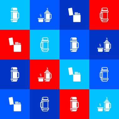 Termos kabını, aydınlatmayı ve simgeyi ayarlayın. Vektör.