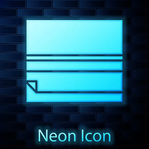 Glödande Neon Rullande Papper Ikon Isolerad Tegel Vägg Bakgrund Vektor — Stock vektor