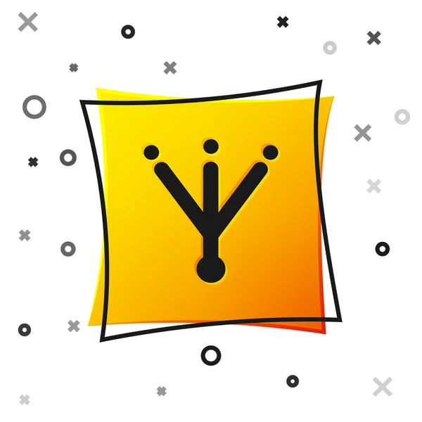 Ikona Stopy Černého Ptáka Izolovaná Bílém Pozadí Zvířecí Žlutý Knoflík — Stockový vektor