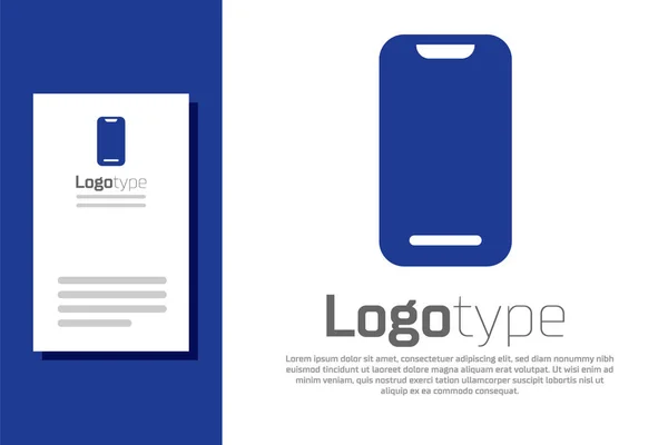 Blå Smartphone Mobiltelefon Ikon Isolerad Vit Bakgrund Mall För Logotyp — Stock vektor