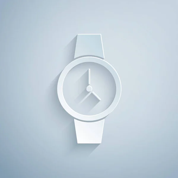 Corte Papel Icono Del Reloj Muñeca Aislado Sobre Fondo Gris — Vector de stock