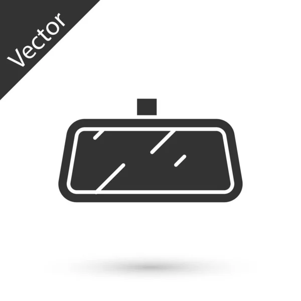 Ikona Zrcátko Šedé Auto Izolované Bílém Pozadí Vektor — Stockový vektor