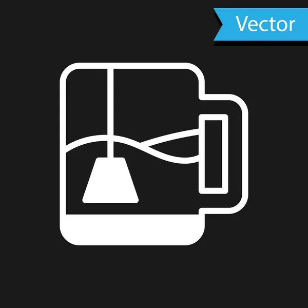 Weiße Tasse Tee Mit Teebeutel Symbol Isoliert Auf Schwarzem Hintergrund — Stockvektor