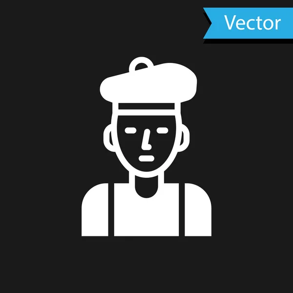 Blanke Fransman Pictogram Geïsoleerd Zwarte Achtergrond Vector — Stockvector