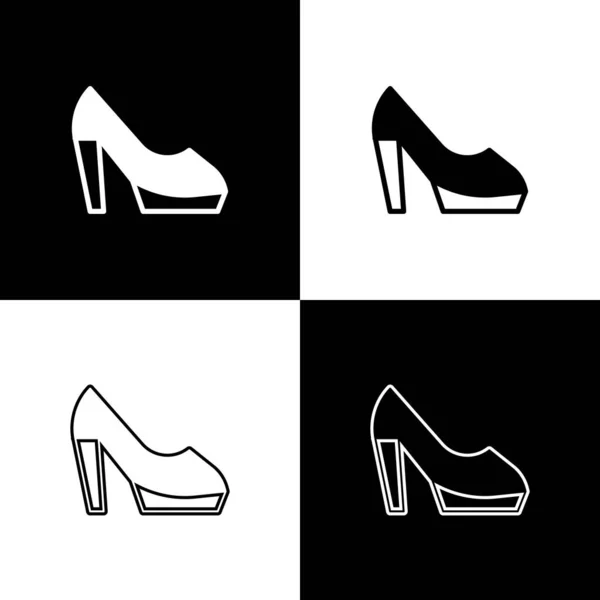 Set Chaussure Femme Avec Icône Talon Haut Isolé Sur Fond — Image vectorielle