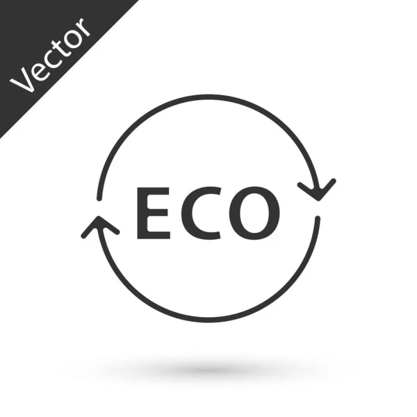 Grå Banner Etikett Etikett Logotyp För Eko Grön Hälsosam Mat — Stock vektor