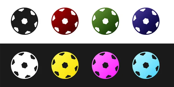 Définir Icône Ballon Football Isolé Sur Fond Noir Blanc Ballon — Image vectorielle