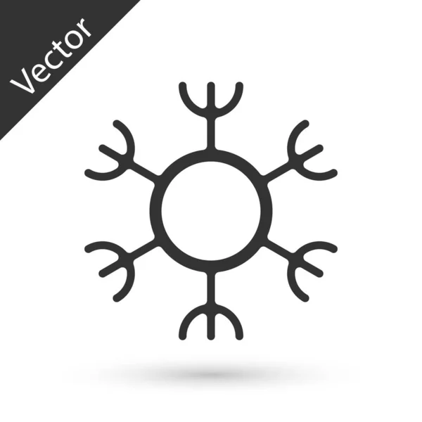 Grå Snöflinga Ikon Isolerad Vit Bakgrund Vektor — Stock vektor