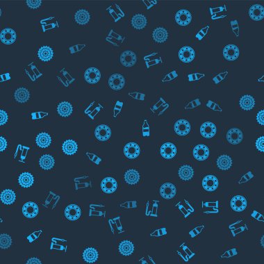 Bisiklet pompası, bilye, spor şişesi, su ve kaset hazır olsun. Vektör.