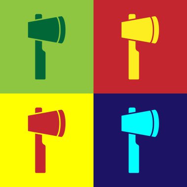 Pop Art Wooden balta simgesi renk arkaplanında izole edilmiş. Oduncu baltası. Vektör.