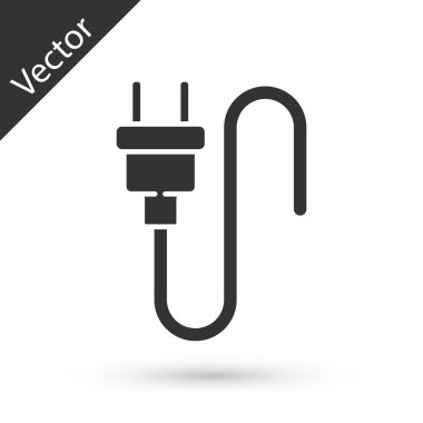 Gri Elektrik prizi simgesi beyaz arkaplanda izole edildi. Bağlantı kavramı ve elektriğin kesilmesi. Vektör.
