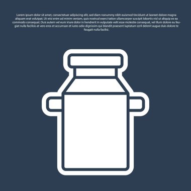 Mavi çizgi konteynır mavi arka planda izole edilmiş süt ikonu için. Vektör.