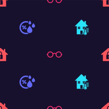 Ev sıcaklığını, nemi, gözlüğü ayarlayın ve kusursuz bir şekilde korunuyor. Vektör.