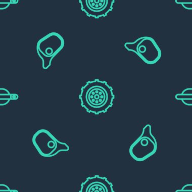 Çizgiyi ayarla. Araba tekerleği, ayna ve kapı kolu, kusursuz desende. Vektör.