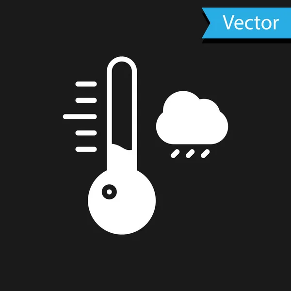 Weißes Thermometer Messsymbol Isoliert Auf Schwarzem Hintergrund Thermometer Die Heißes — Stockvektor