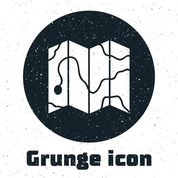 Grunge Ubicación Del Bosque Icono Mapa Aislado Sobre Fondo Blanco — Vector de stock