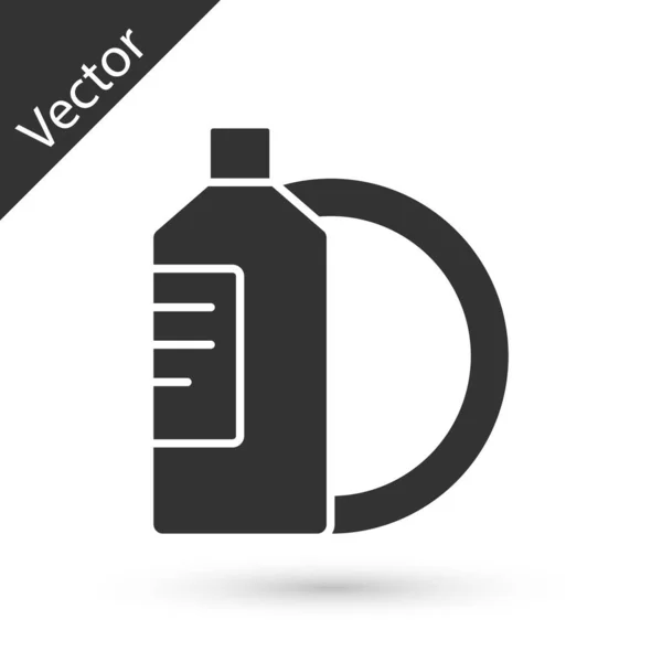 Lavavajillas Gris Botella Líquida Placa Icono Aislado Sobre Fondo Blanco — Vector de stock