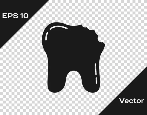 Ícone Dente Quebrado Preto Isolado Fundo Transparente Ícone Problema Dentário — Vetor de Stock