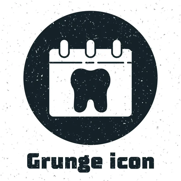 Grunge Calendar Avec Icône Dent Isolée Sur Fond Blanc Journée — Image vectorielle