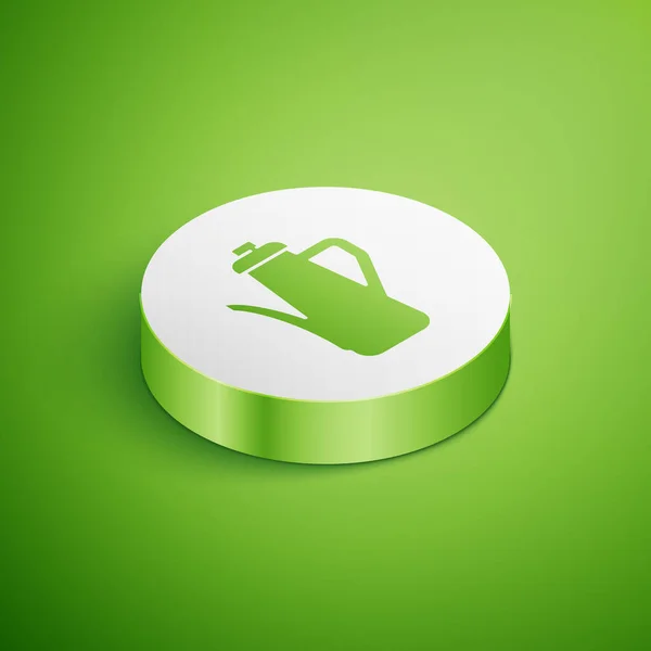 Isometrische Teekanne Symbol Isoliert Auf Grünem Hintergrund Weißer Kreis Knopf — Stockvektor
