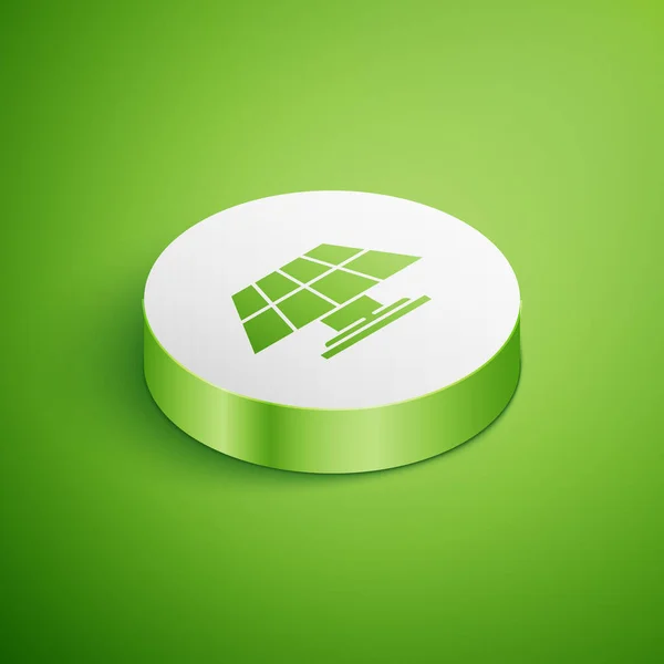 Icono Del Panel Energía Solar Isométrico Aislado Sobre Fondo Verde — Vector de stock