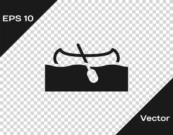 Kayak Negro Icono Paleta Aislados Sobre Fondo Transparente Kayak Canoa — Vector de stock