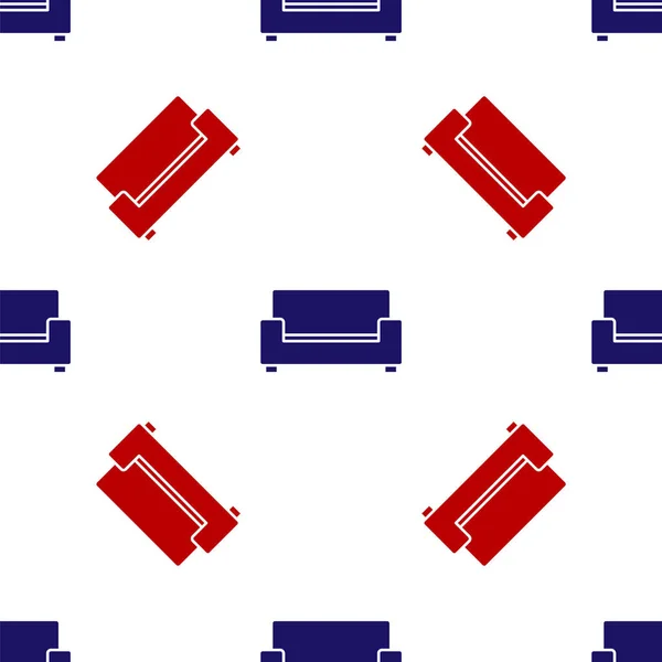 Ícone Sofá Azul Vermelho Isolado Padrão Sem Costura Fundo Branco —  Vetores de Stock